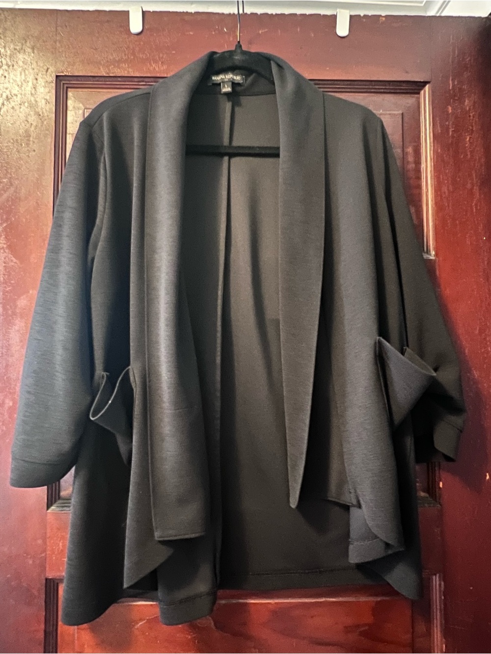 Banana Republic Factory Black Open-Front Draped Jacket
